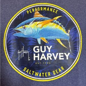 NWT Guy Harvey Medium Heather Navy Scoop Neck Short Sleeve T-shirt, Threadcycled